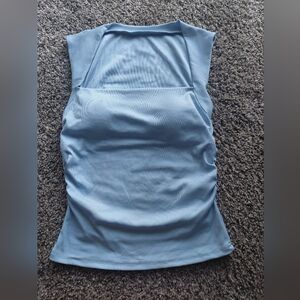 SHEIN Light Blue Ribbed Tank Top